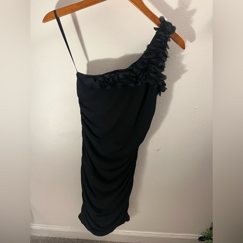 Ruffles Black one sleeve Dress